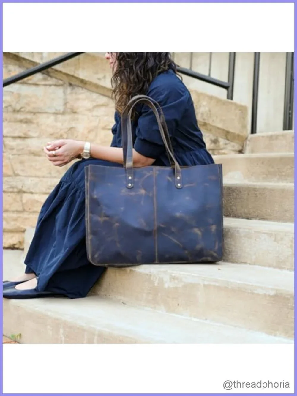 Top Grain Leather Satchel Tote Handbag Travel Shopping Purse